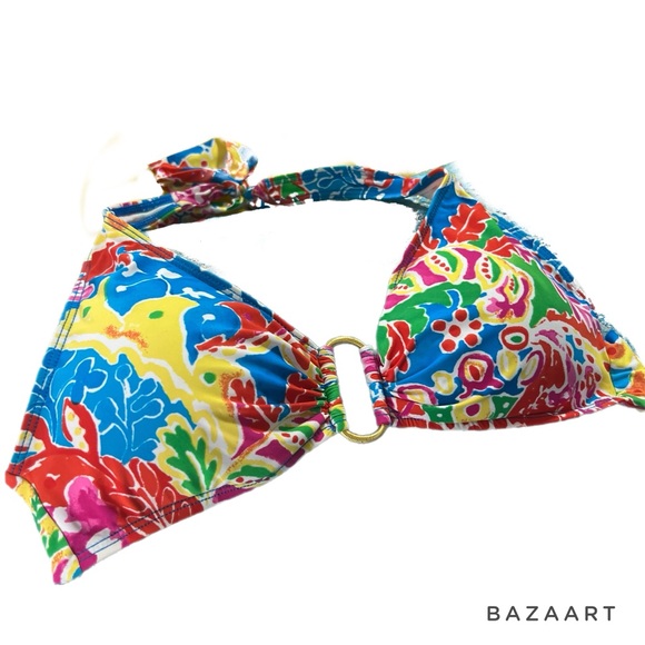 Ralph Lauren Other - Ralph Lauren Bikini Swimsuit Halter Top Gold Loop Paisley bright color